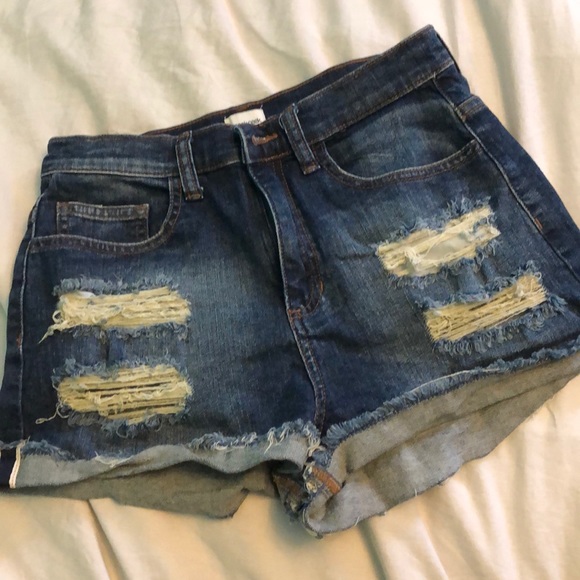 Nasty Gal Pants - Super High waisted shorts rips small denim jean